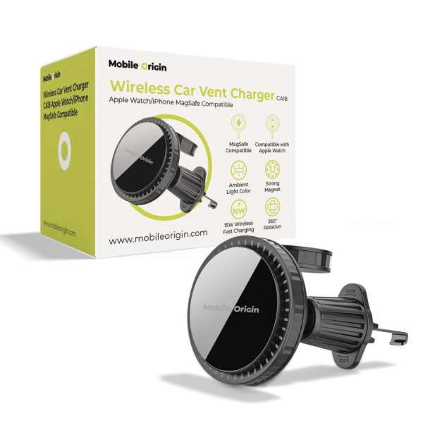 Mobile Origin Wireless Car Vent Charger CA18 for Apple Watch/iPhone MagSafe Compatible