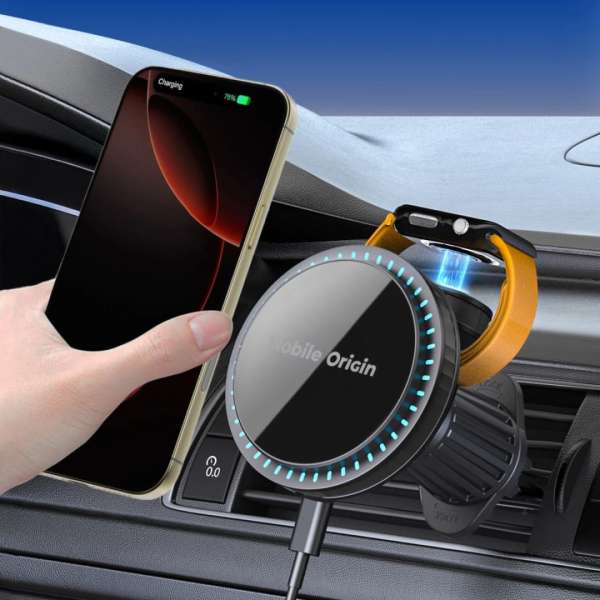 Mobile Origin Wireless Car Vent Charger CA18 for Apple Watch/iPhone MagSafe Compatible