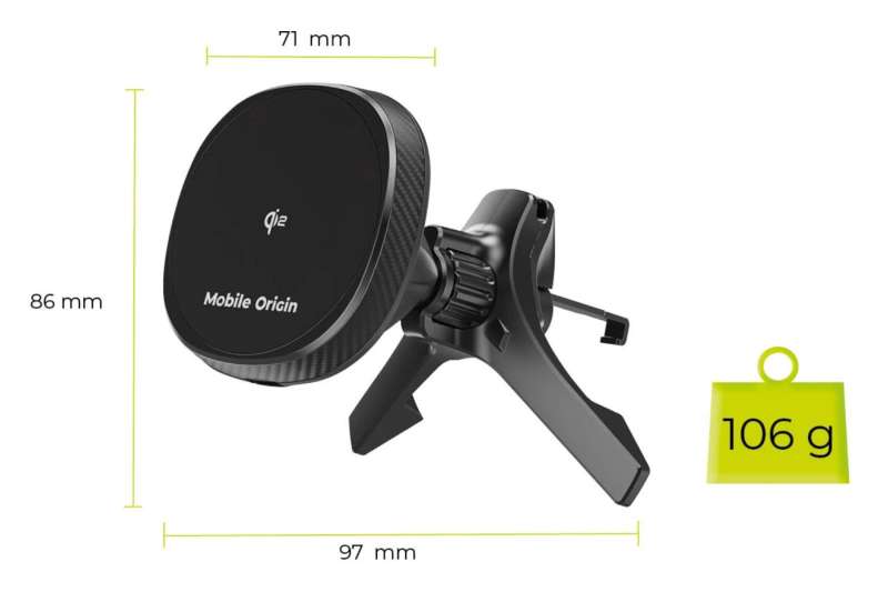 Mobile Origin Wireless Car Vent Qi2 Charger CA15