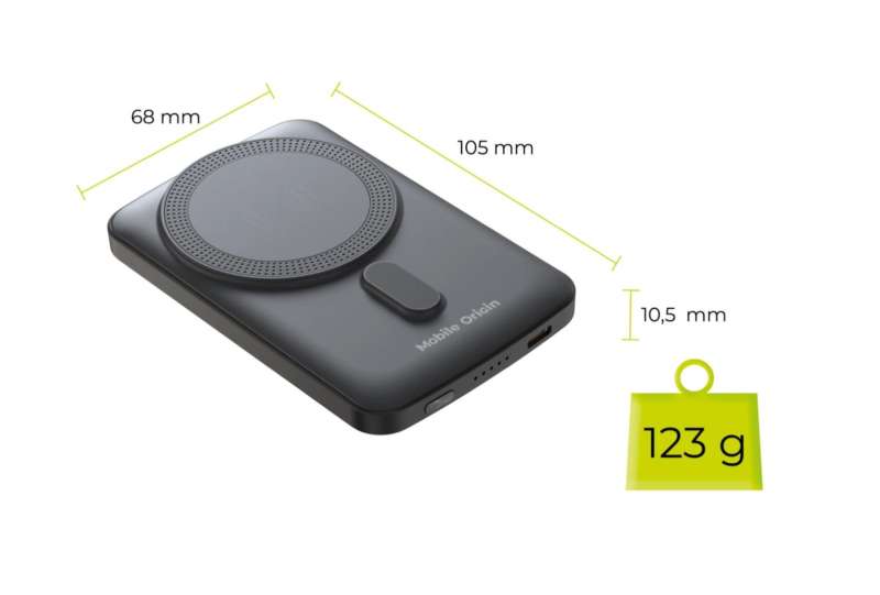 Mobile Origin Wireless Magnetic PowerBank 5000mAh Black