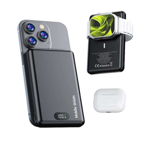 Mobile Origin Wireless Metal Slim 10000mAh PowerBank Black