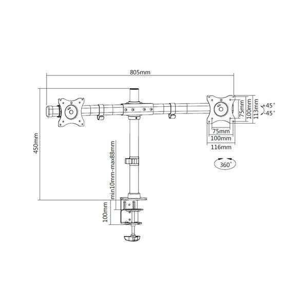 Multibrackets M Deskmount Basic Dual 15"-27" Black