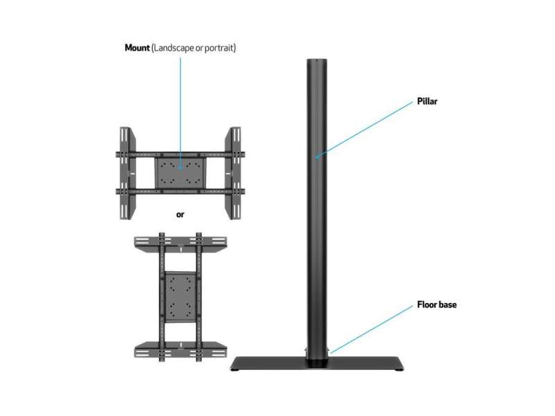 Multibrackets M Display Stand 180 Single Black w. Floorbase 24"-65"Black