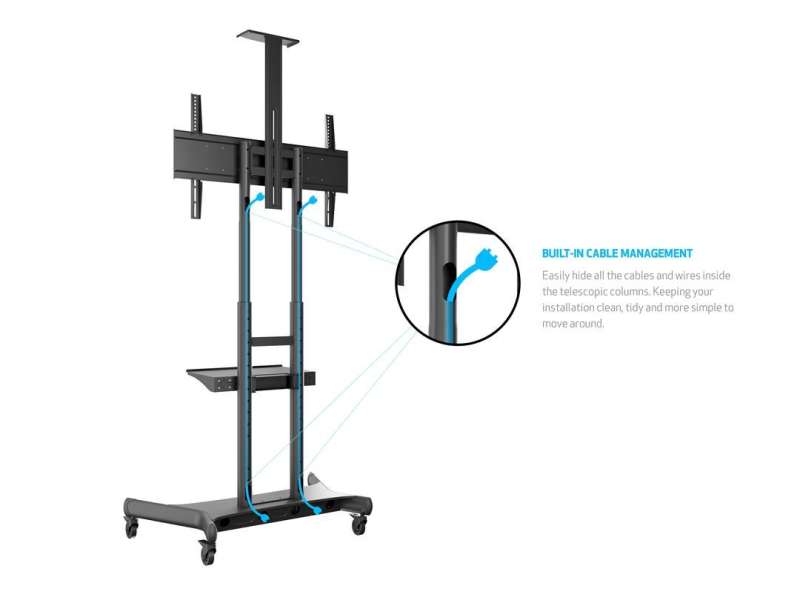 Multibrackets M Public Floorstand Basic 180 incl shelf & camera holder 55" - 80" Black