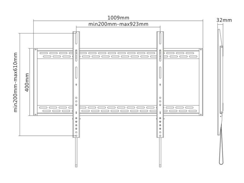 Multibrackets M Universal Wallmount HD 100kg 60"-100" Black