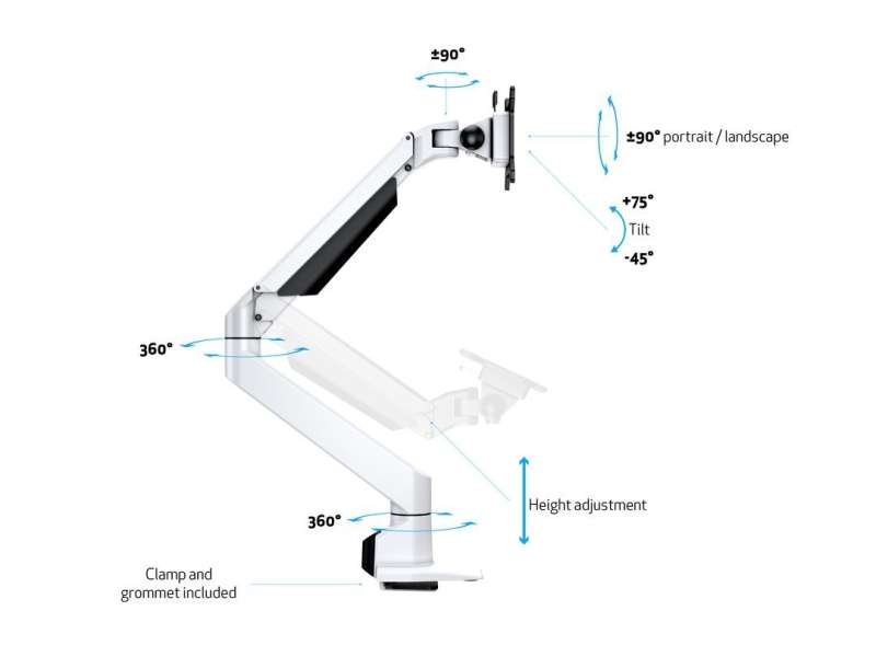 Multibrackets M VESA Gas Lift Arm Single 15"-34" White