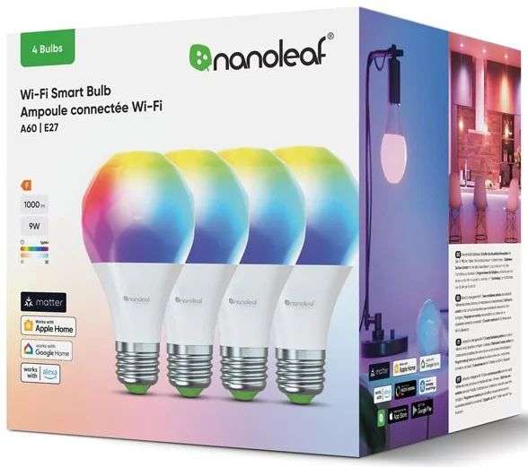 Nanoleaf Matter Wi-Fi A19 Smart E27 Bulb 4PK