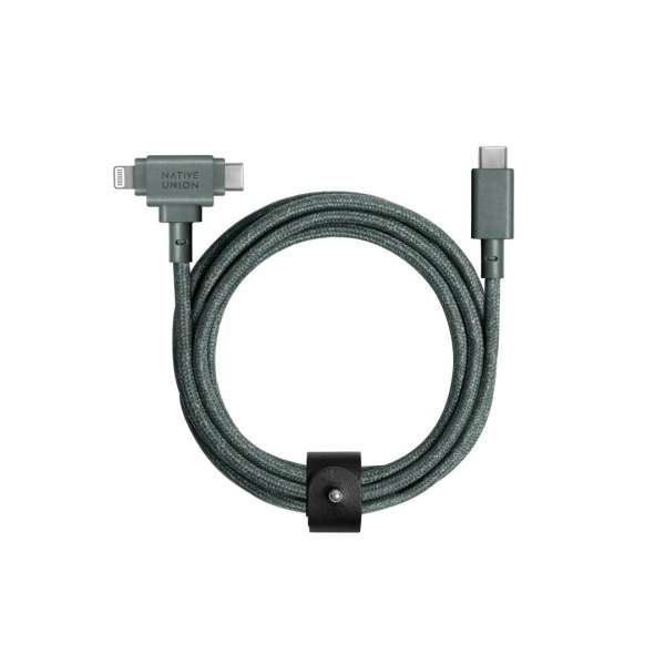 Native Union Belt Cable Duo USB-C to USB-C, Lightning 1,5m Slate Green