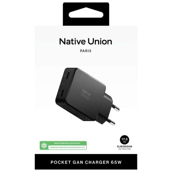Native Union Pocket GaN Charger 2xUSB-C PD 65W Black