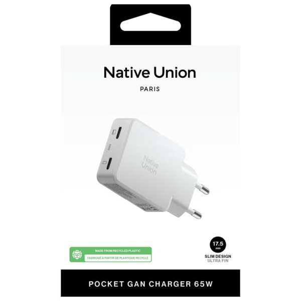 Native Union Pocket GaN Charger 2xUSB-C PD 65W White