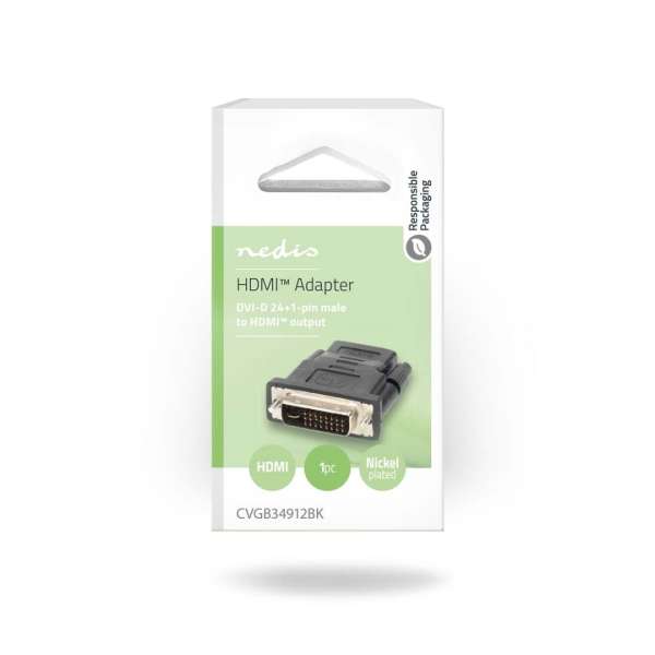 Nedis DVI-D 24+1-Pin Male to HDMI Output Black