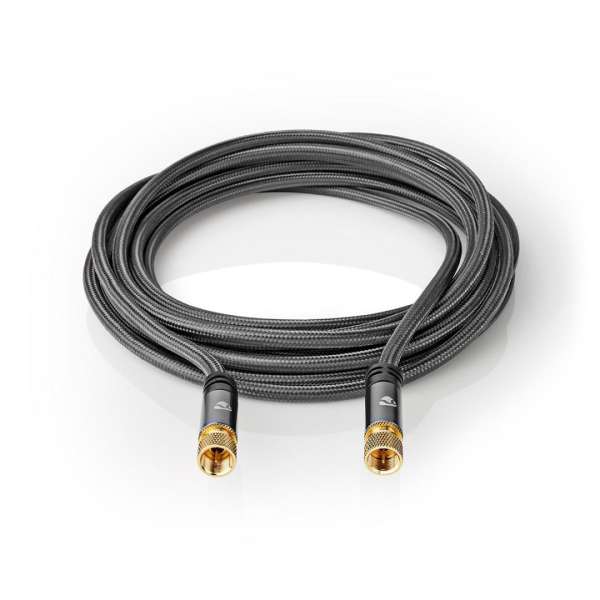 Nedis F Male - F Male Satellite & Antenna Cable 5m Gun Metal Grey