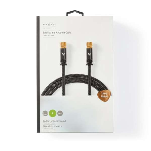 Nedis F Male - F Male Satellite & Antenna Cable 5m Gun Metal Grey
