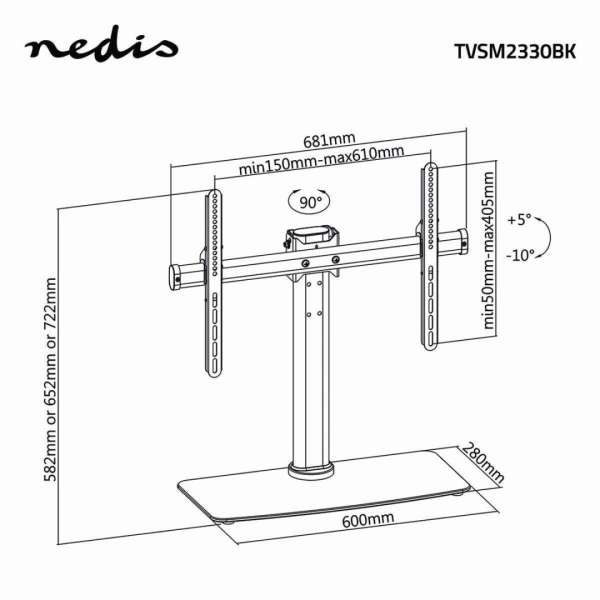 Nedis Full Motion TV Stand 32"-65" Black