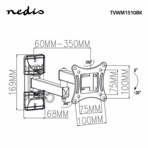Nedis Full Motion TV Wall Mount 13-27" Black