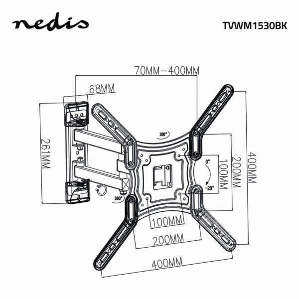 Nedis Full Motion TV Wall Mount 23-55" Black