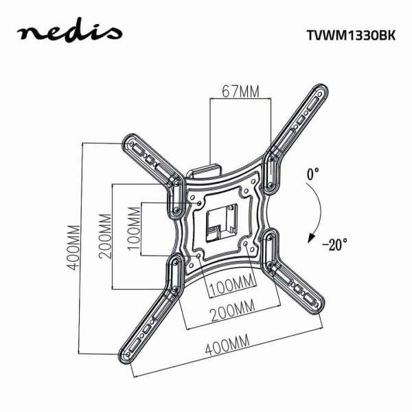 Nedis Full Motion TV Wall Mount 23"-55" Black