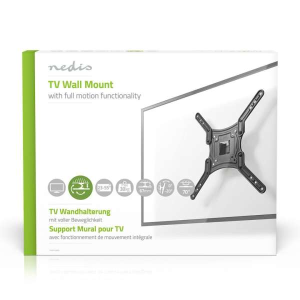 Nedis Full Motion TV Wall Mount 23"-55" Black