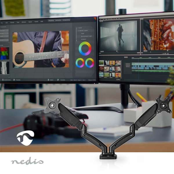 Nedis Gas Spring Desk Monitor Mount 15-32" Black