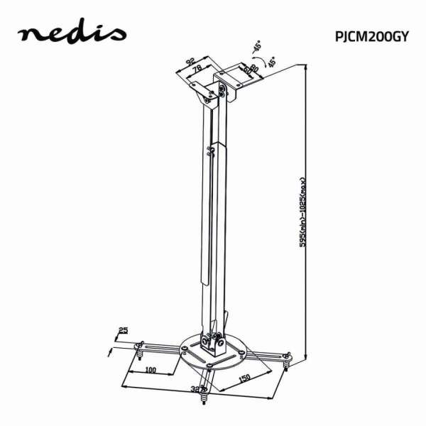 Nedis PJCM200GY Projector Mount White