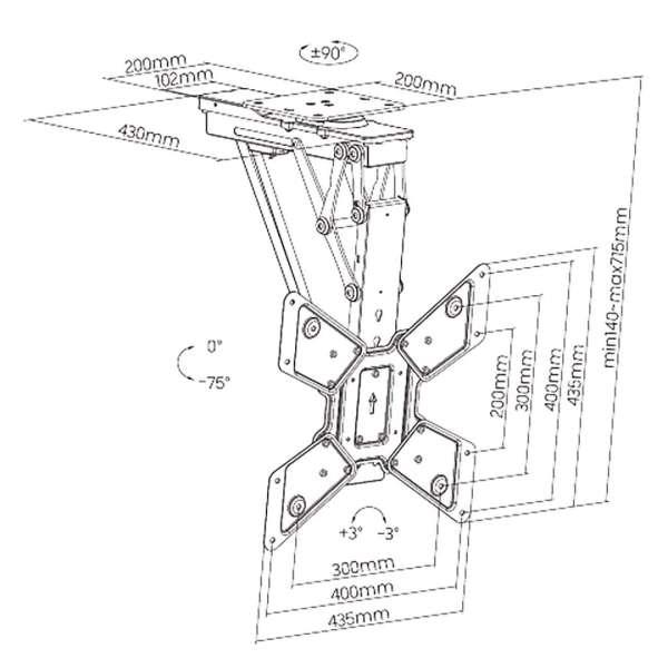 Nedis SmartLife Motorised TV Ceiling Mount 23"-65" Black