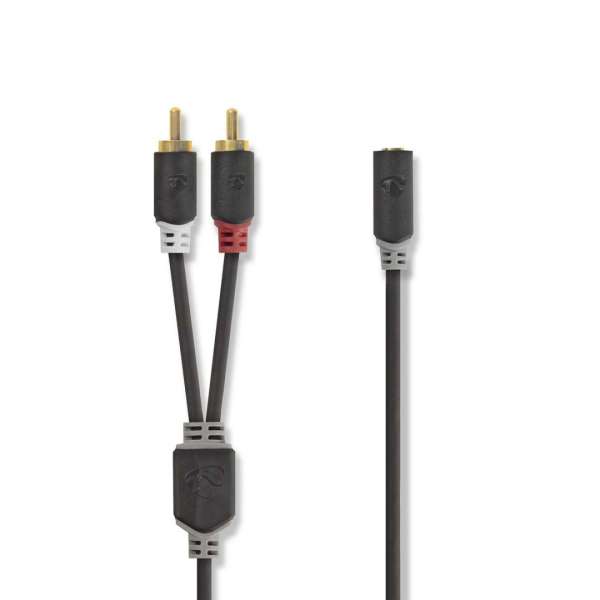 Nedis Stereo Audio Cable 2x RCA Male to 3.5 mm Female 0,2m Black