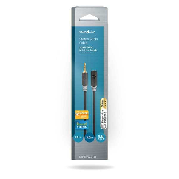 Nedis Stereo Audio Cable 3,5mm jack 3m Black