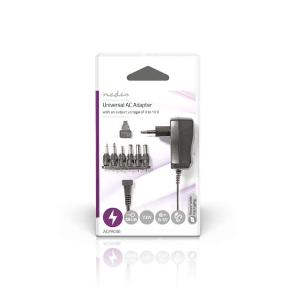 Nedis Universal AC Power Adapter 7,2W 1,8m Black