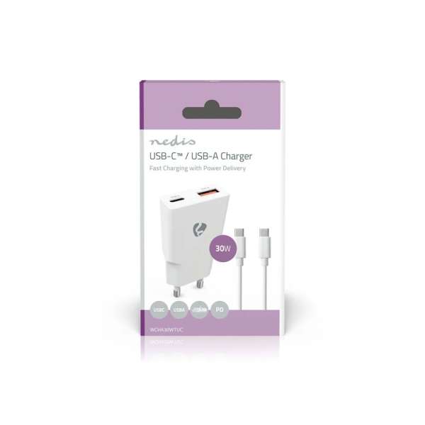 Nedis Wall Charger 30W PD 3.0 with 1,5m USB-C cable White