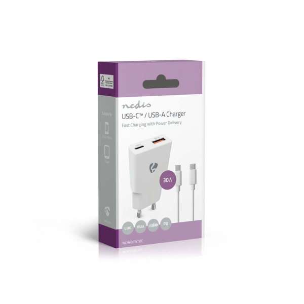 Nedis Wall Charger 30W PD 3.0 with 1,5m USB-C cable White