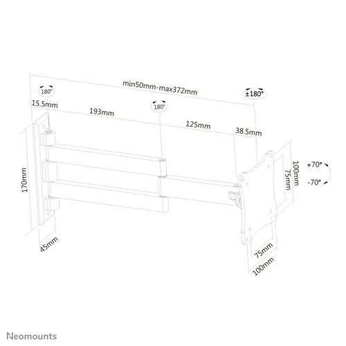 Neomounts FPMA-W830 TV/Monitor Wall Mount (Full Motion) for 10"-27" Black