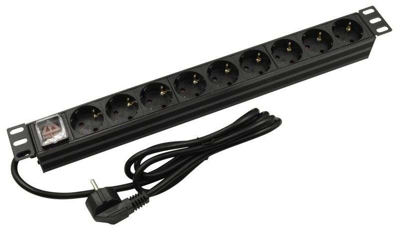 Nestron 19" elosztósáv (PDU) kapcsolóval; 9 Shuko csatlakozó
