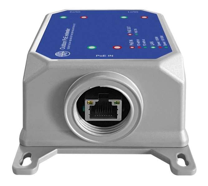 Nestron 2 portos gigabit ethernet PoE extender; 90 W; max. 250 méter; túlfeszültség védelem; IP67; IK10