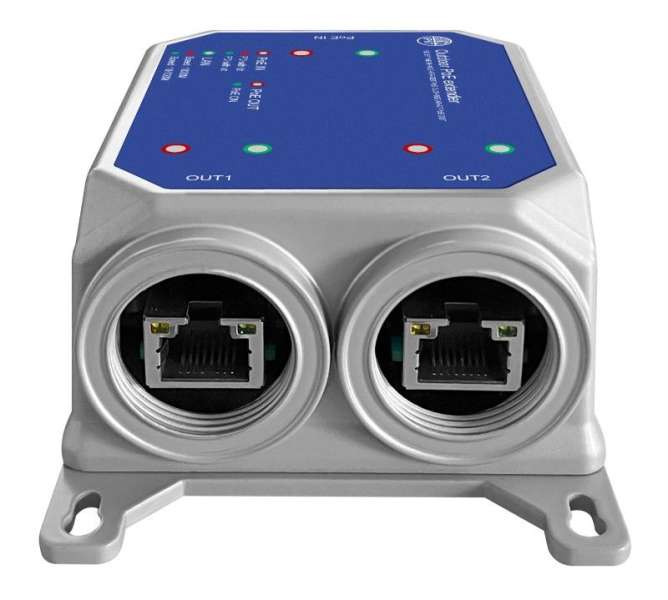 Nestron 2 portos gigabit ethernet PoE extender; 90 W; max. 250 méter; túlfeszültség védelem; IP67; IK10