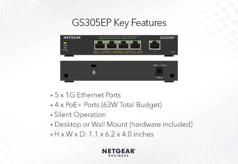 Netgear GS305EP 5-Port Gigabit Ethernet Plus PoE Switch