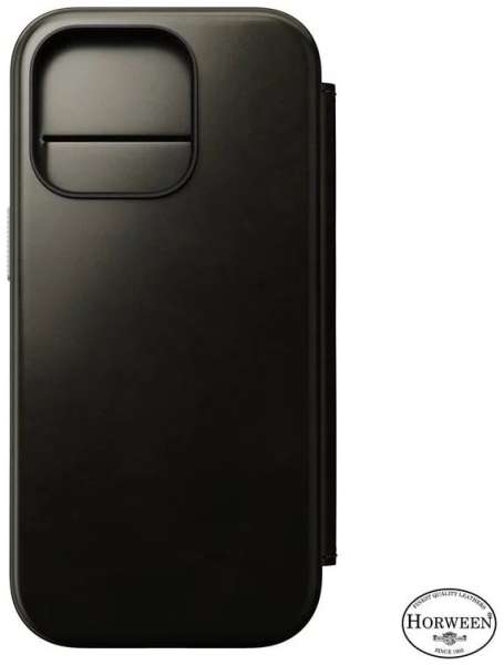 Nomad Leather Folio iPhone 16 Pro Green Chrome