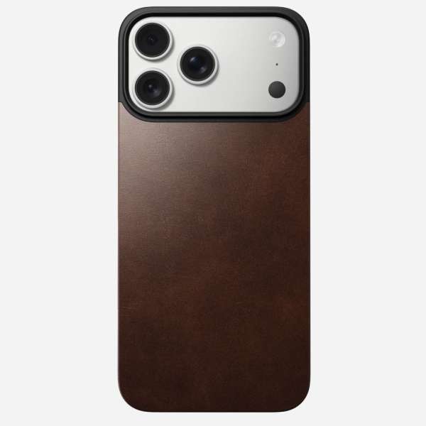 Nomad Magnetic Leather Back (Horween) Magsafe case for iPhone 17 Pro Max Rustic Brown