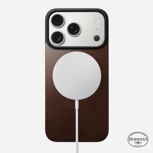 Nomad Magnetic Magsafe Leather Back (Horween) for iPhone 17 Pro Rustic Brown