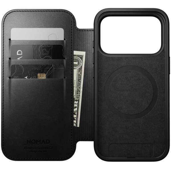 Nomad Modern Leather Folio case for iPhone 17 Pro Black Horween