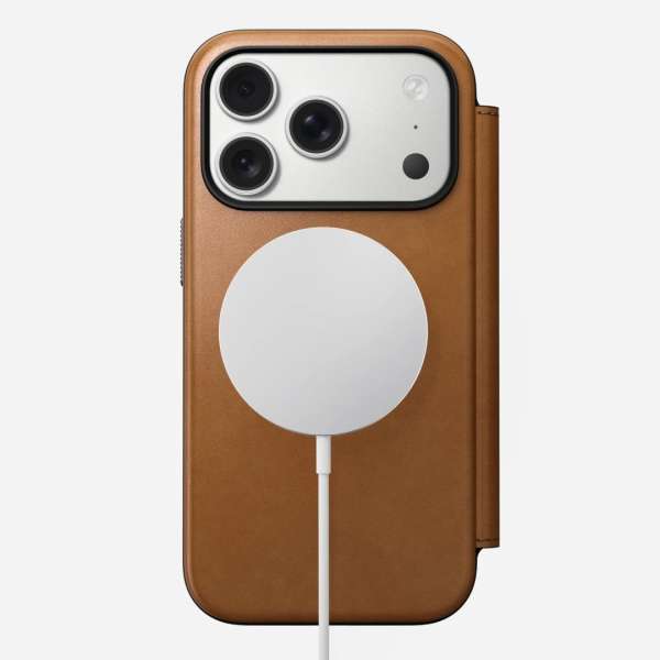 Nomad Modern Leather Folio case for iPhone 17 Pro English Tan