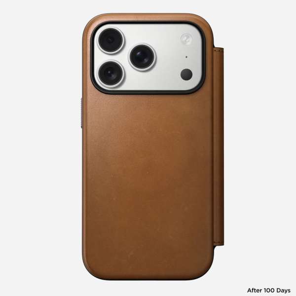 Nomad Modern Leather Folio case for iPhone 17 Pro English Tan