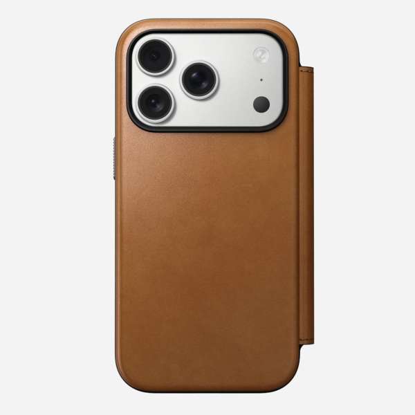 Nomad Modern Leather Folio case for iPhone 17 Pro English Tan