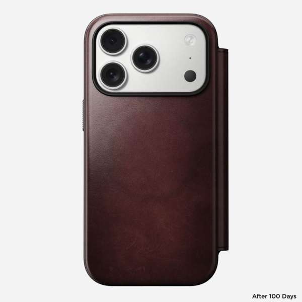 Nomad Modern Leather Folio (Horween) for iPhone 17 Pro Burgundy
