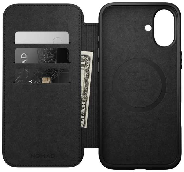 Nomad Modern Leather Folio iPhone 16 Plus Black
