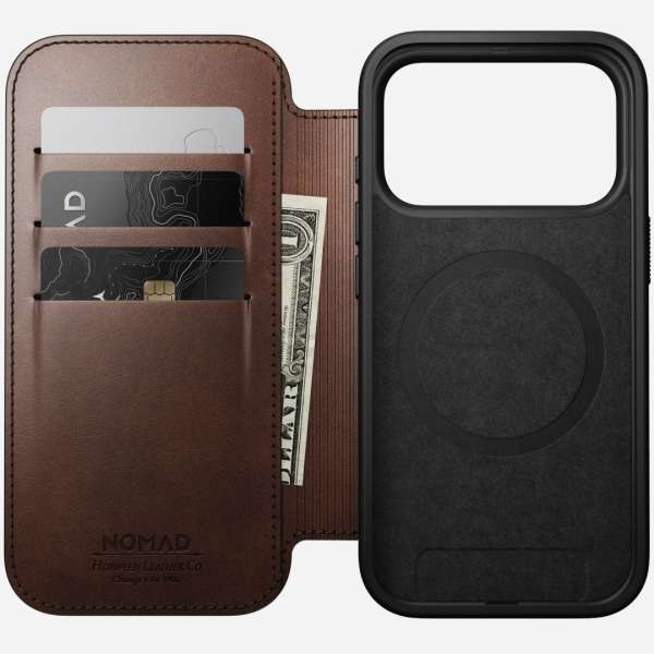 Nomad Modern Leather (Horween) Folio for iPhone 17 Pro Rustic Brown