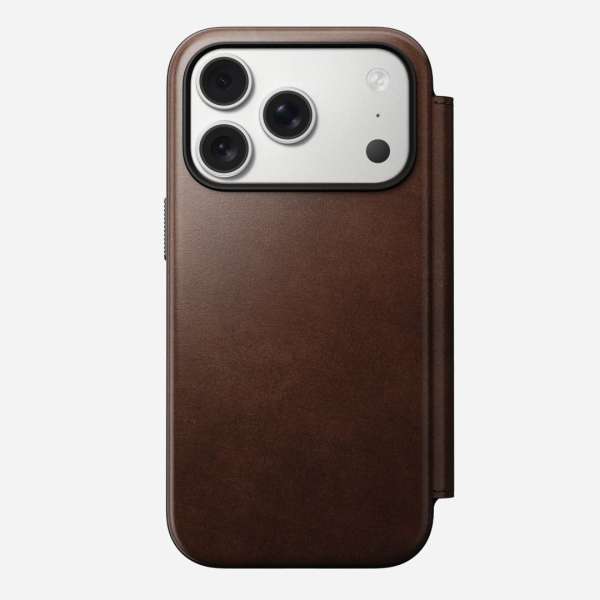Nomad Modern Leather (Horween) Folio for iPhone 17 Pro Rustic Brown
