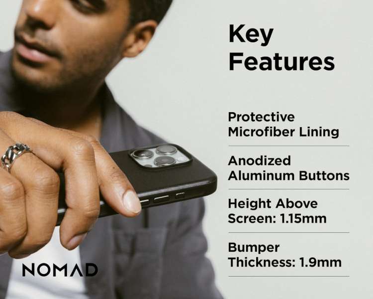 Nomad Modern Leather Horween iPhone 16 Pro Max case Black