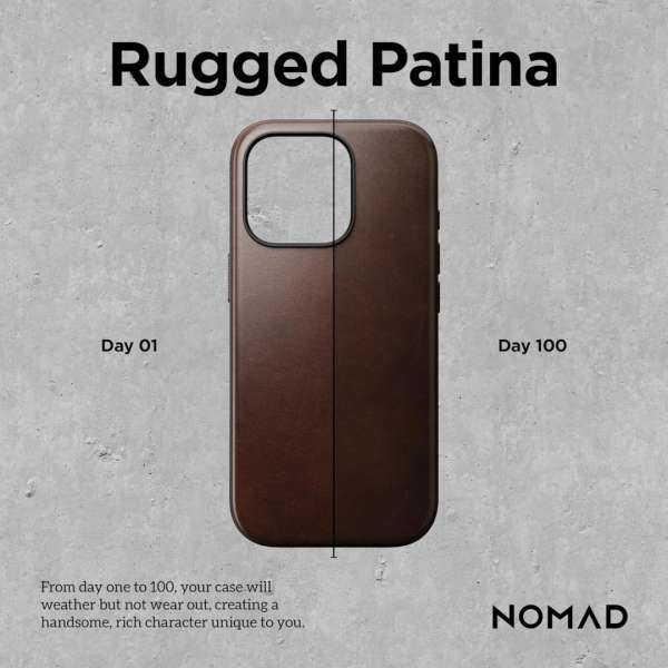 Nomad Modern Leather Horween iPhone 16 Pro Max case Rustic Brown