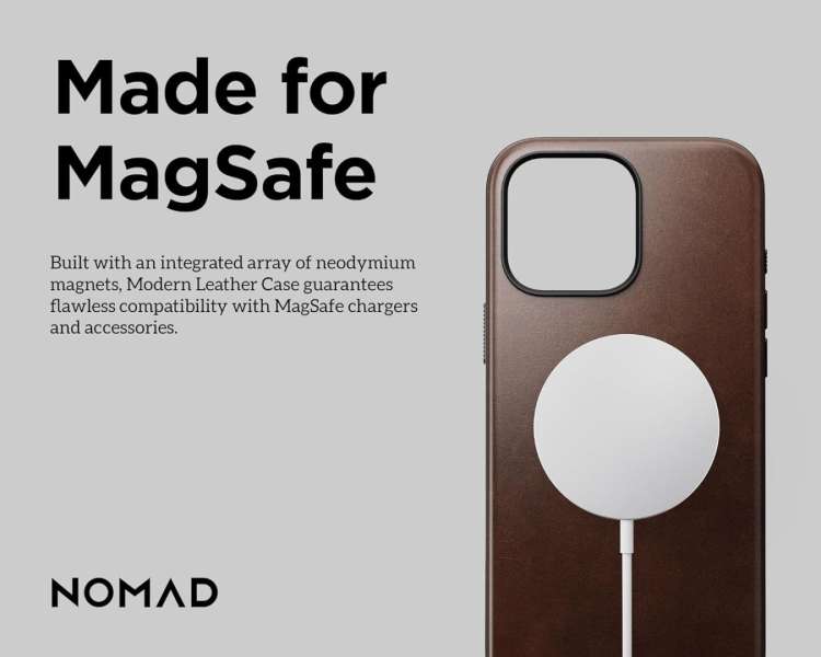 Nomad Modern Leather Horween iPhone 16 Pro Max case Rustic Brown