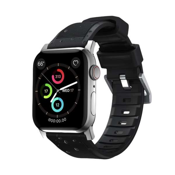 Nomad Rugged Strap with Connectoor Silver for Apple Watch 42/44/45/49mm Black